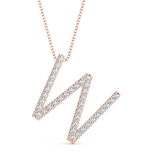 Wesley Lab-Created Rose Gold Prong Set  Diamond Initial Necklace