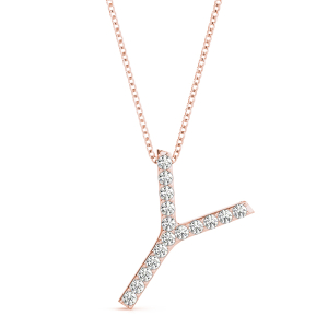 Younel Lab-Created Rose Gold Prong Set  Diamond Initial Necklace