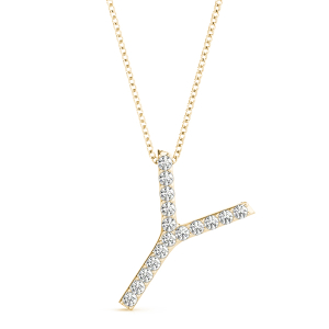 Younel Lab-Created Yellow Gold Prong Set  Diamond Initial Necklace