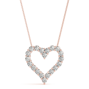 Natural Diamond Rose Gold Shared Prong Heart Necklaces