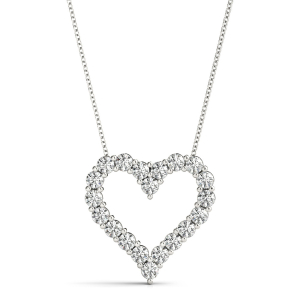 Natural Diamond Silver Shared Prong Heart Necklaces