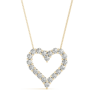 Natural Diamond Yellow Gold Shared Prong Heart Necklaces