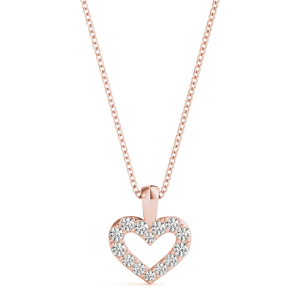 Blessy Natural Diamond Rose Gold 4 Prong Heart Necklaces