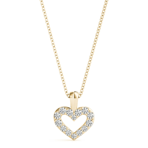 Blessy Natural Diamond Yellow Gold 4 Prong Heart Necklaces