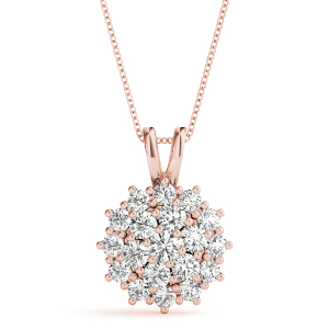 Hines Lab-Created Diamond Rose Gold Pave Set  Cluster Pendant Necklace