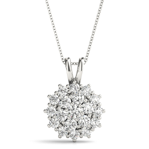 Hines Lab-Created Diamond Round cut Pave Set  Cluster Pendant Necklace