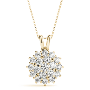 Hines Lab-Created Diamond Yellow Gold Pave Set  Cluster Pendant Necklace