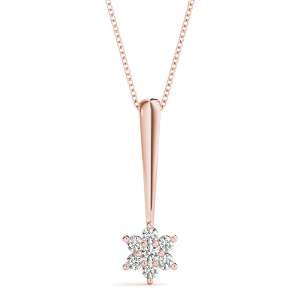 Lucus Lab-Created Diamond Rose Gold Pave Set  Cluster Pendant Necklace