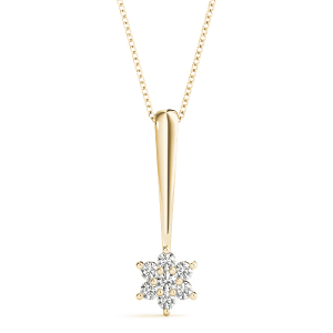 Lucus Lab-Created Diamond Yellow Gold Pave Set  Cluster Pendant Necklace