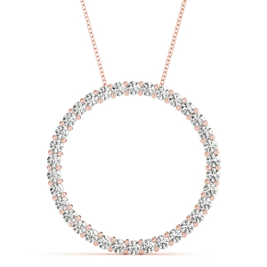 Hiram Lab-Created Diamond Rose Gold Prong Set  Circle Pendant Necklace