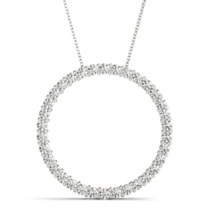 Hiram Lab-Created Diamond Round cut Prong Set  Circle Pendant Necklace