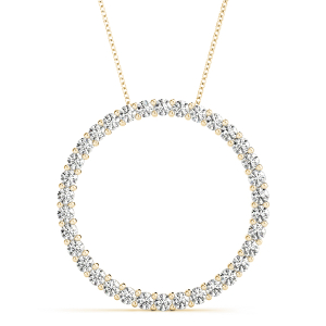 Hiram Lab-Created Diamond Yellow Gold Prong Set  Circle Pendant Necklace