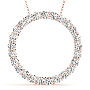 Otis Lab-Created Diamond Rose Gold Prong Set  Circle Pendant Necklace