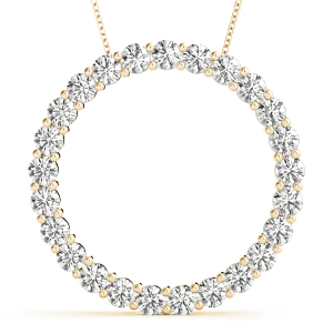 Otis Lab-Created Diamond Yellow Gold Prong Set  Circle Pendant Necklace