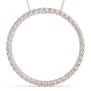 Austin Lab-Created Diamond Rose Gold Prong Set  Circle Pendant Necklace