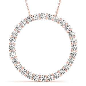 Marvin Lab-Created Diamond Rose Gold Prong Set  Circle Pendant Necklace