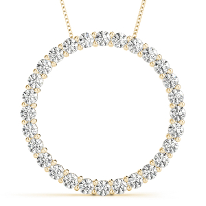 Marvin Lab-Created Diamond Yellow Gold Prong Set  Circle Pendant Necklace