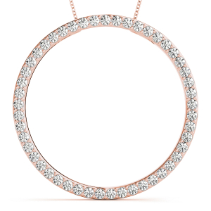 Ralph Lab-Created Diamond Rose Gold Pave Set  Circle Pendant Necklace