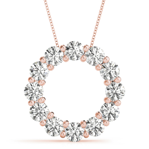 Drew Lab-Created Diamond Rose Gold Shared Prong Set  Circle Pendant Necklace