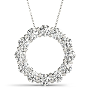 Drew Lab-Created Diamond Round cut Shared Prong Set  Circle Pendant Necklace