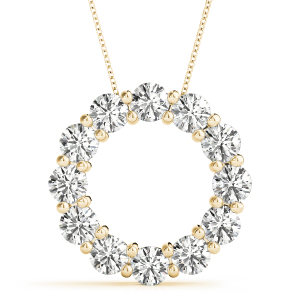 Drew Lab-Created Diamond Yellow Gold Shared Prong Set  Circle Pendant Necklace