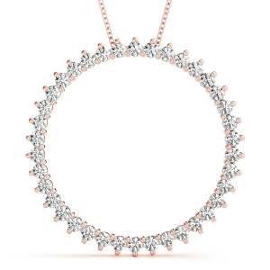 Harvey Lab-Created Diamond Rose Gold Prong Set  Circle Pendant Necklace