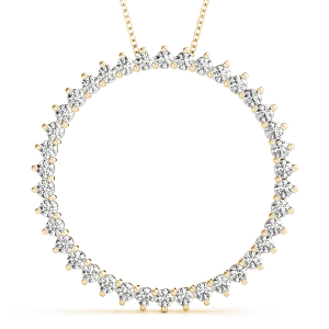 Harvey Lab-Created Diamond Yellow Gold Prong Set  Circle Pendant Necklace