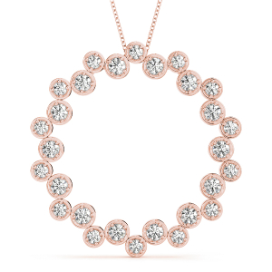 Micharl Lab-Created Diamond Rose Gold Bezel Set Circle Pendant Necklace