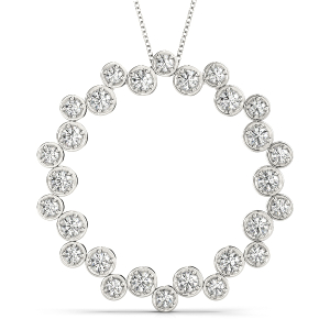 Micharl Lab-Created Diamond Round cut Bezel Set  Circle Pendant Necklace