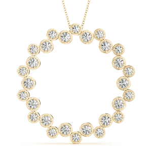 Micharl Lab-Created Diamond Yellow Gold Bezel Set Circle Pendant Necklace