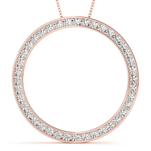 Godric Lab-Created Diamond Rose Gold Channel Set  Circle Pendant Necklace