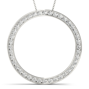 Godric Lab-Created Diamond Round cut Channel Set  Circle Pendant Necklace