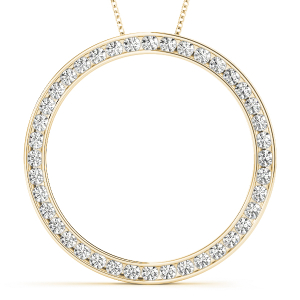 Godric Lab-Created Diamond Yellow Gold Channel Set  Circle Pendant Necklace