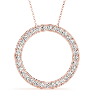 Simon Lab-Created Diamond Rose Gold Pave Set  Circle Pendant Necklace