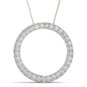 Simon Lab-Created Diamond Round cut Pave Set  Circle Pendant Necklace