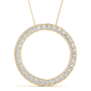 Simon Lab-Created Diamond Yellow Gold Pave Set  Circle Pendant Necklace