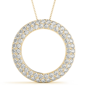 Finley Lab-Created Diamond Yellow Gold Pave Set  Circle Pendant Necklace