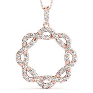 Milton Lab-Created Diamond Rose Gold Pave Set  Circle Pendant Necklace