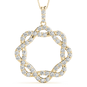 Milton Lab-Created Diamond Yellow Gold Pave Set  Circle Pendant Necklace