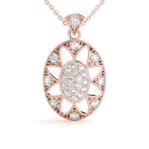 Clyde Lab-Created Diamond Rose Gold Pave Set  Cluster Pendant Necklace