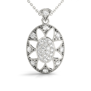 Clyde Lab-Created Diamond Round cut Pave Set  Cluster Pendant Necklace