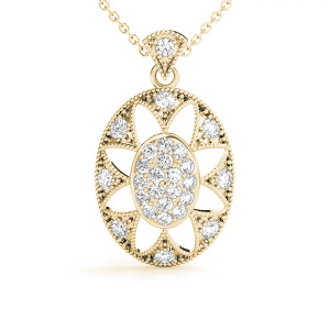 Clyde Lab-Created Diamond Yellow Gold Pave Set  Cluster Pendant Necklace