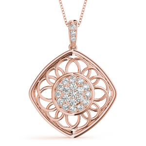 Orson Lab-Created Diamond Rose Gold Pave Set  Cluster Pendant Necklace