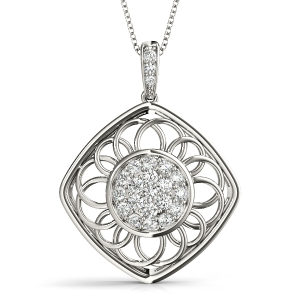 Orson Lab-Created Diamond Round cut Pave Set  Cluster Pendant Necklace