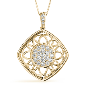 Orson Lab-Created Diamond Yellow Gold Pave Set  Cluster Pendant Necklace