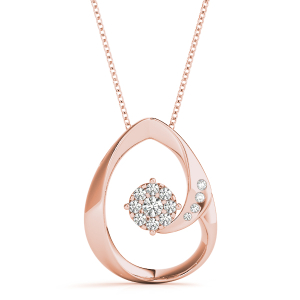 Adrian Lab-Created Diamond Rose Gold Prong Set Cluster Pendant Necklace