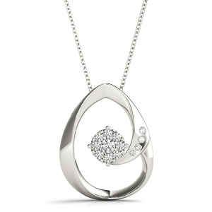 Adrian Lab-Created Diamond Round cut Prong Set Cluster Pendant Necklace