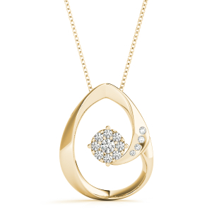 Adrian Lab-Created Diamond Yellow Gold Prong Set Cluster Pendant Necklace