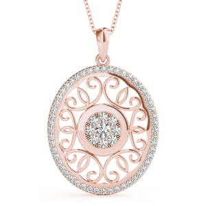 Soren Lab-Created Diamond Rose Gold Pave Set  Cluster Pendant Necklace