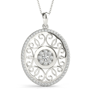 Soren Lab-Created Diamond Round cut Pave Set  Cluster Pendant Necklace